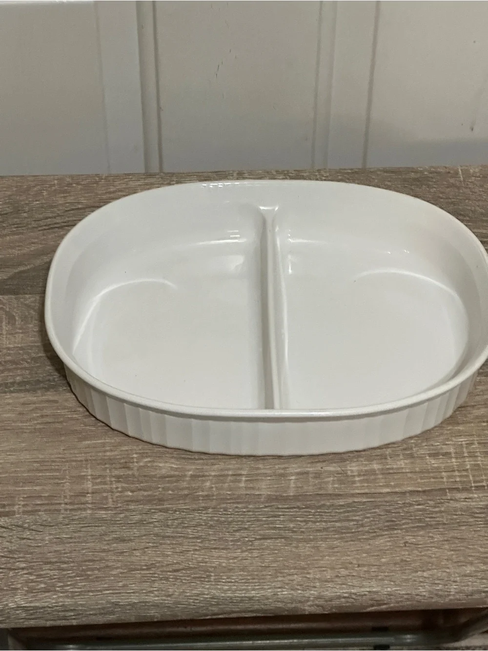 Corning Ware French White 2 Part Divided Dish Casserole MC-6-B w/Pyrex Lid 1.8L